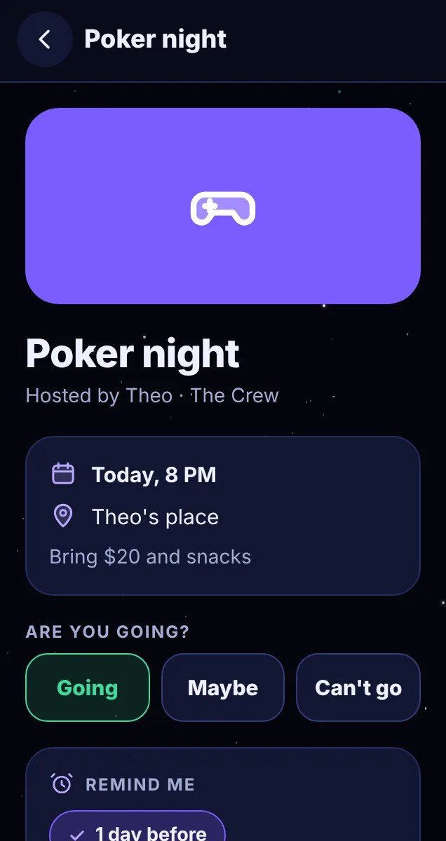 Plans and RSVPs in Astro